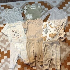 Carter's Baby One Pieces Bodysuits - Gray, Beige, White